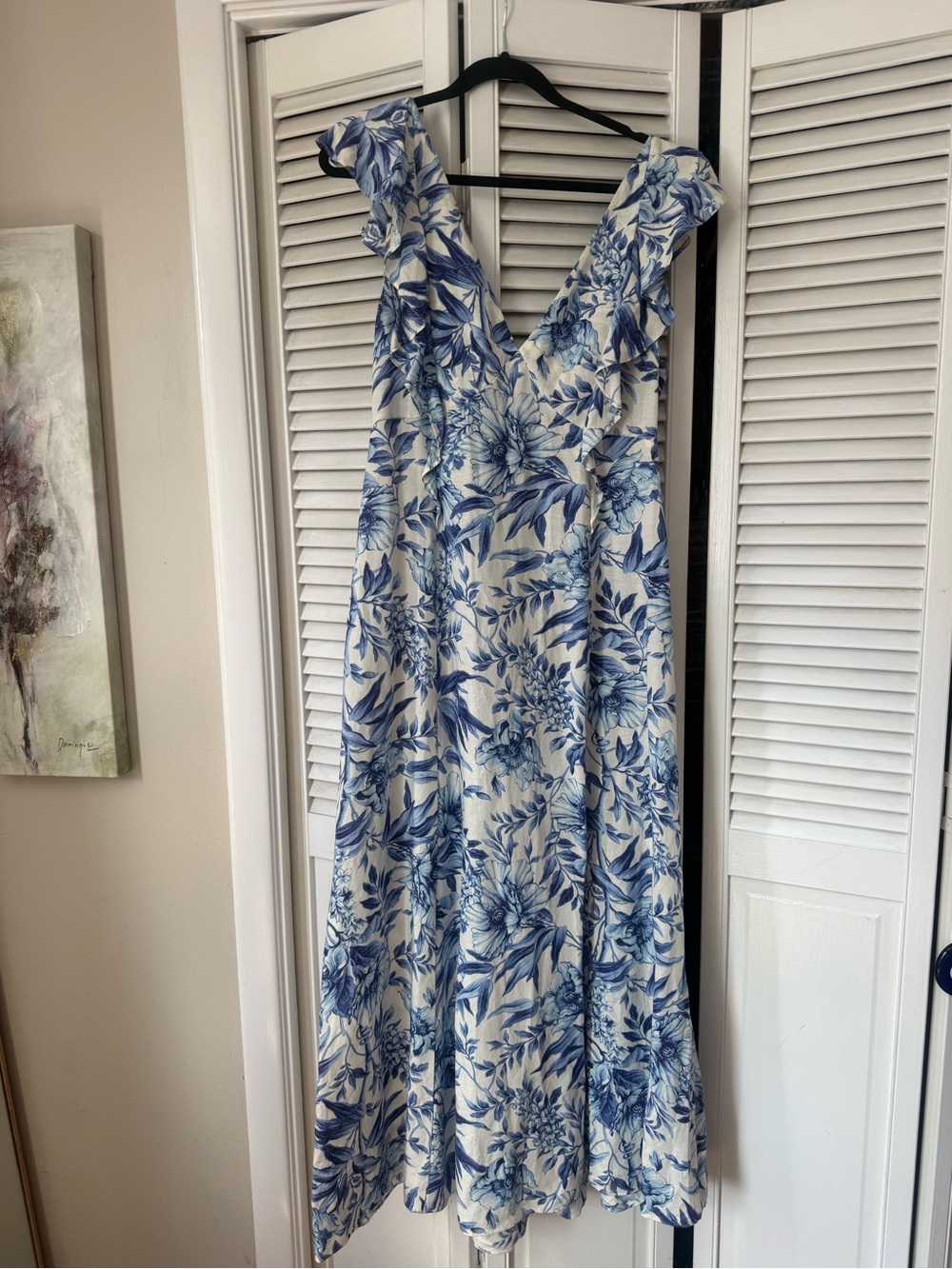 H&M Linen Blend Floral V-Neck Women’s Dress